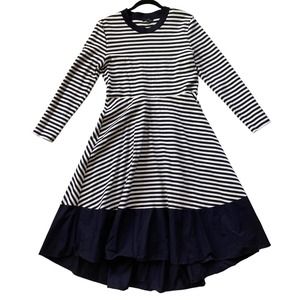 COS Striped Cotton Long Sleeve T-Shirt Dress Size Large Navy White